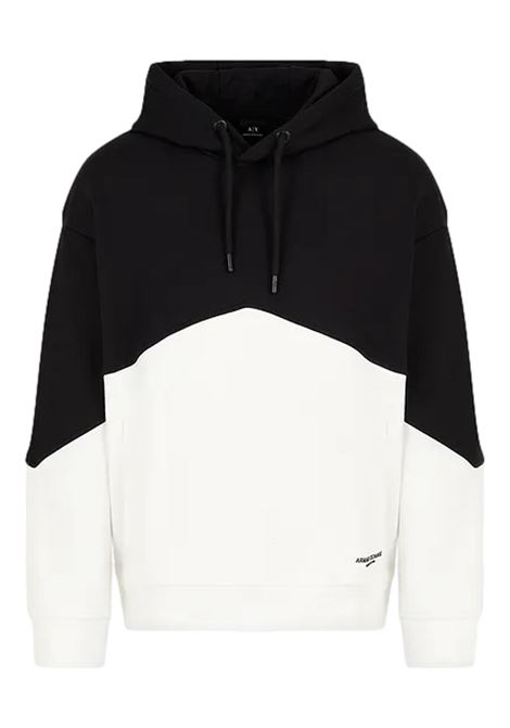 Felpa bicolor con cappuccio in cotone french terry ARMANI EXCHANGE | Maglie | 6RZMLB ZJ4XZ22CG